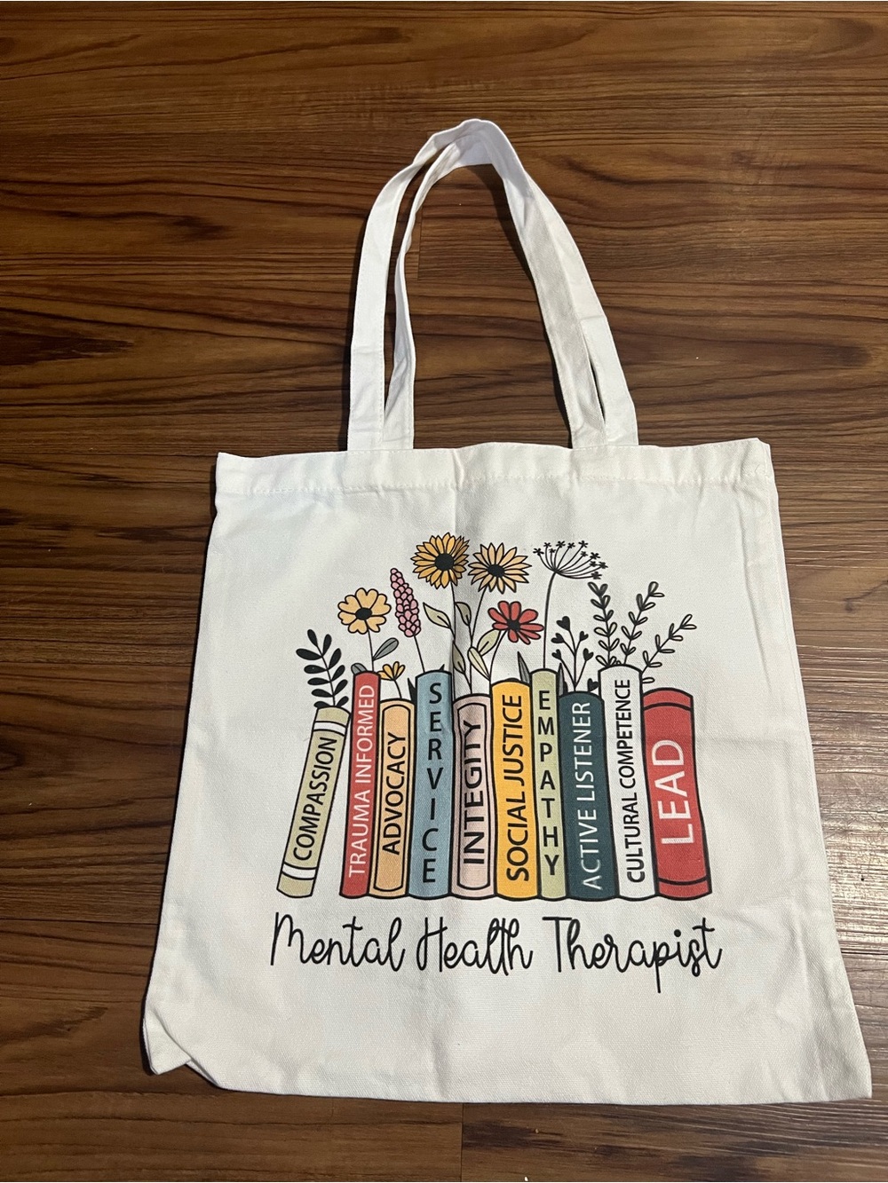 & Other Stories White Canvas Tote with Colorful Book and Floral Graphic